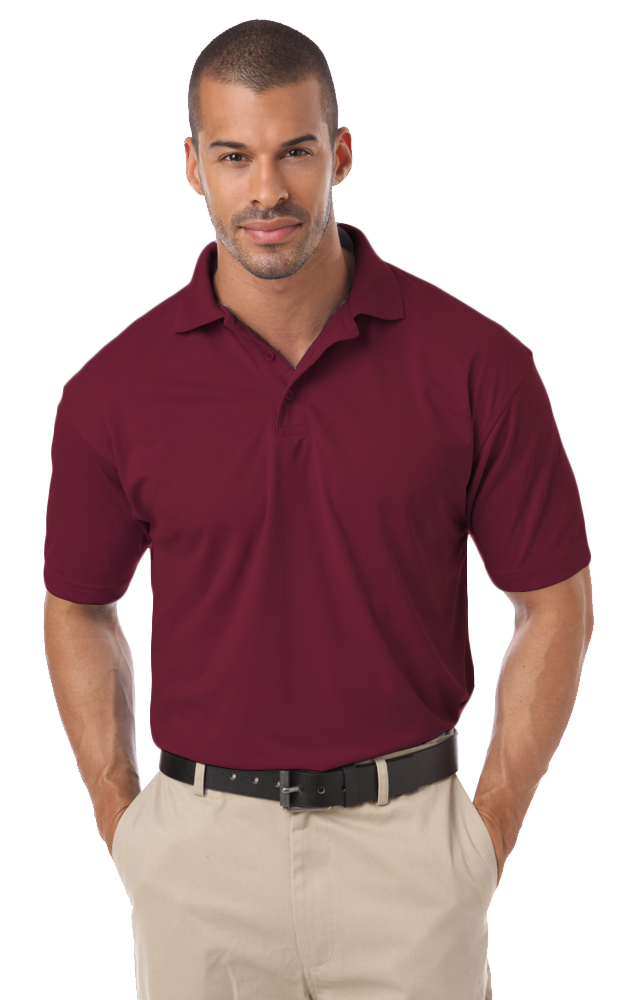 MENS IL-50 POLO NO POCKET  -  BURGUNDY SMALL SOLID