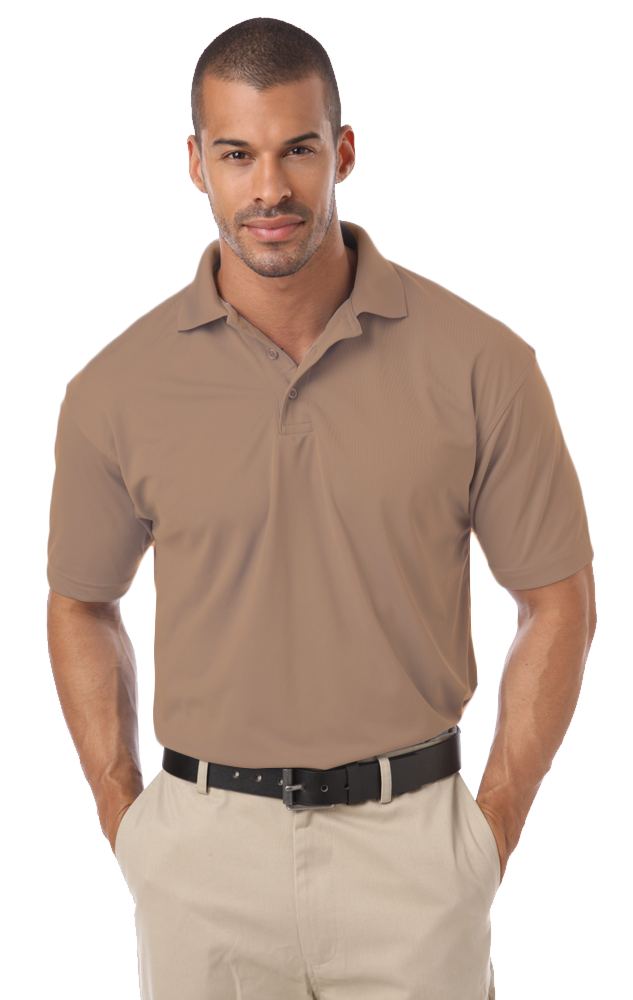 MENS IL-50 POLO NO POCKET  -  TAN SMALL SOLID