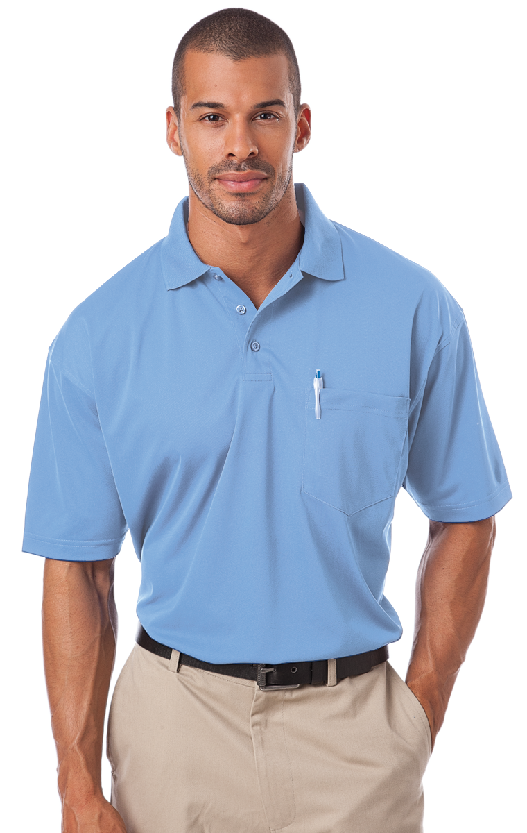 ADULT IL-50 POCKETED POLO  -  LIGHT BLUE SMALL SOLID