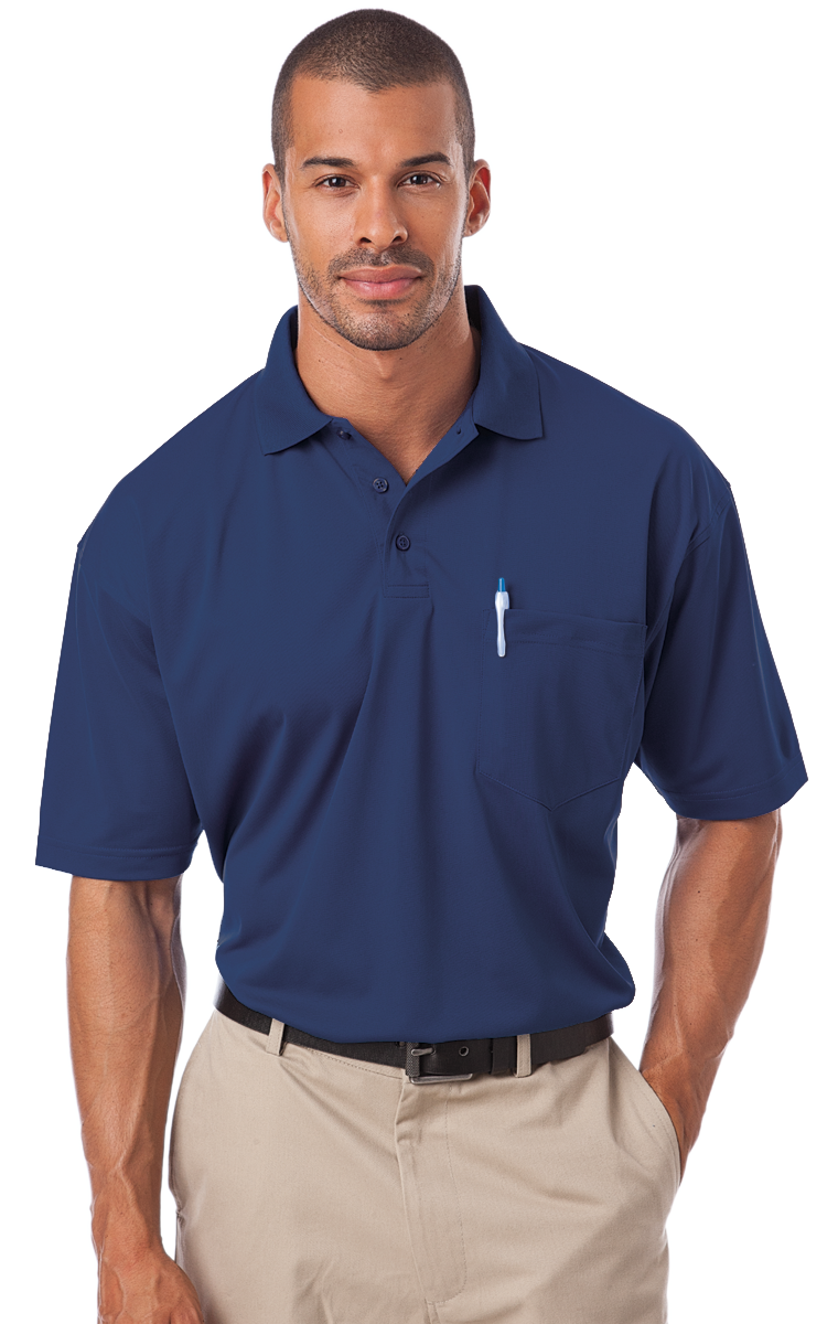 ADULT IL-50 POCKETED POLO  -  NAVY SMALL SOLID