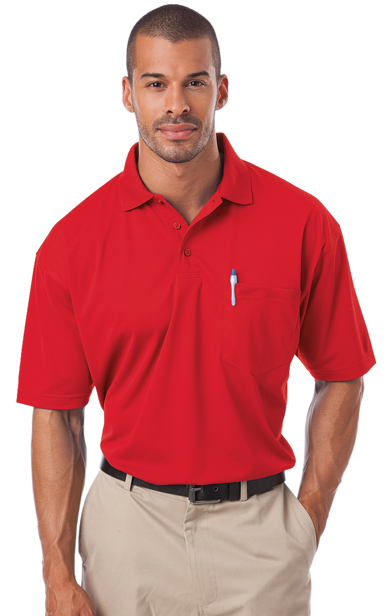 ADULT IL-50 POCKETED POLO  -  RED SMALL SOLID