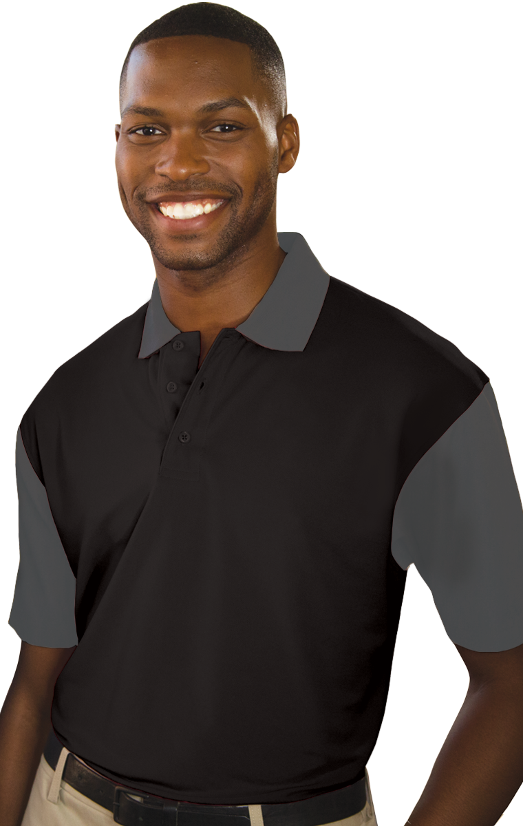 MENS IL-50 COLOR BLOCK POLO  -  BLACK SMALL SOLID