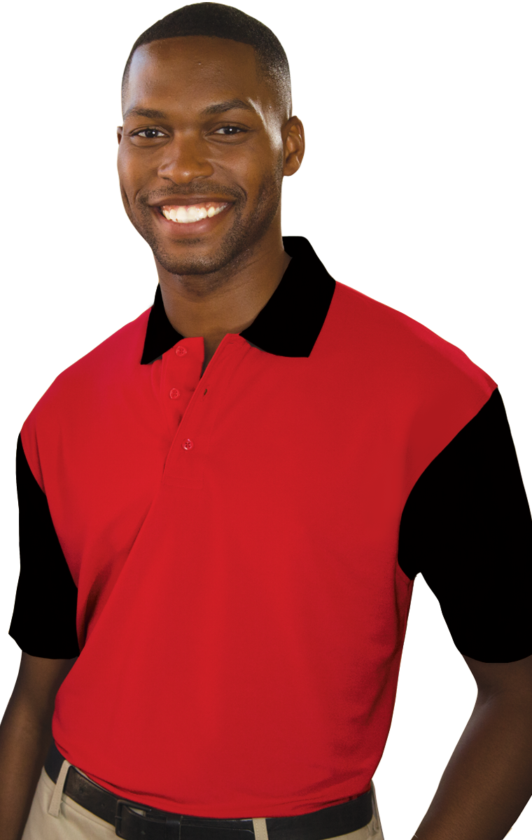 MENS IL-50 COLOR BLOCK POLO  -  RED SMALL SOLID