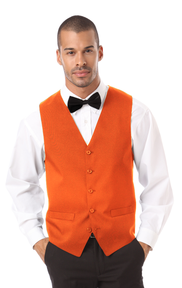 MENS TEFLON TWILL VEST  -  ORANGE SMALL SOLID