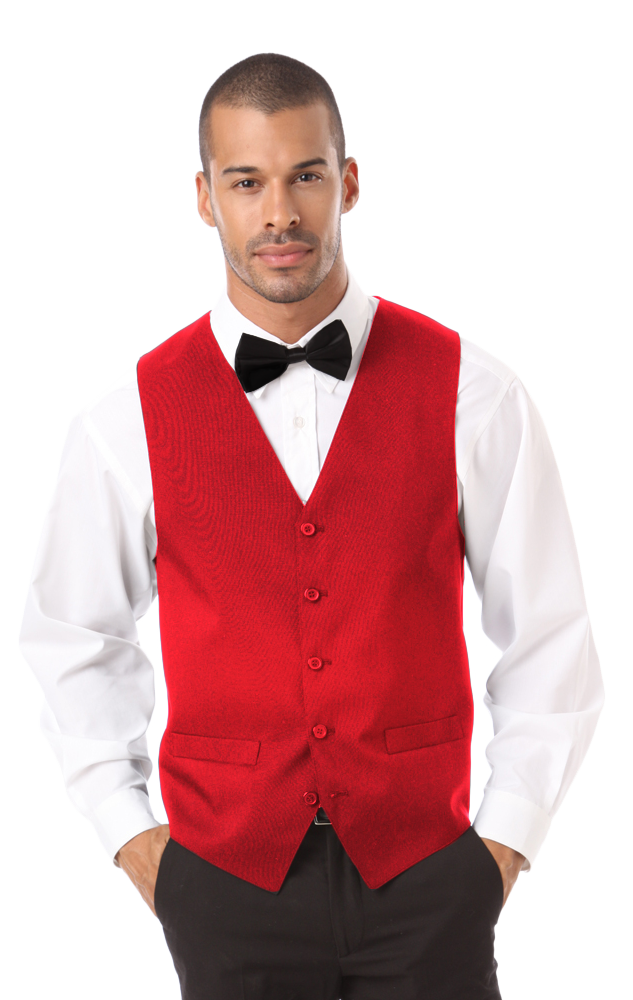 MENS TEFLON TWILL VEST  -  RED MEDIUM SOLID