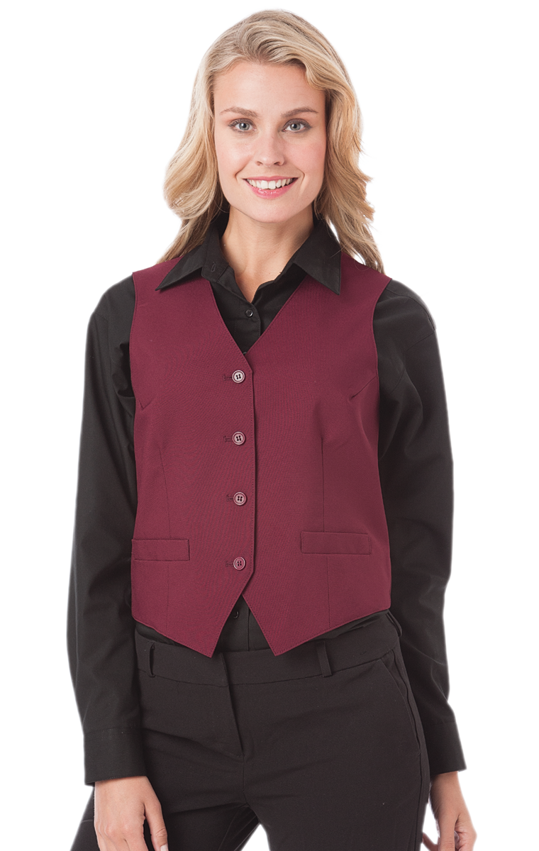 LADIES TEFLON TWILL VEST  -  BURGUNDY 2 EXTRA LARGE SOLID