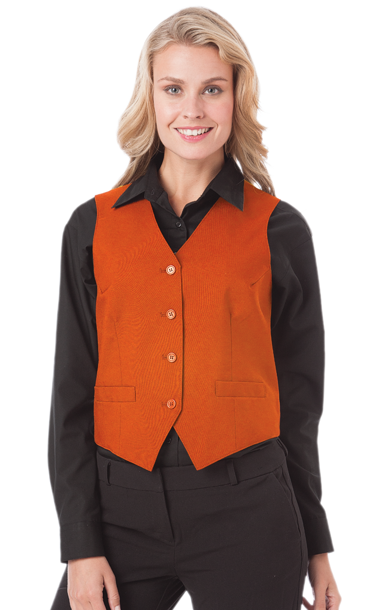 LADIES TEFLON TWILL VEST  -  ORANGE 2 EXTRA LARGE SOLID