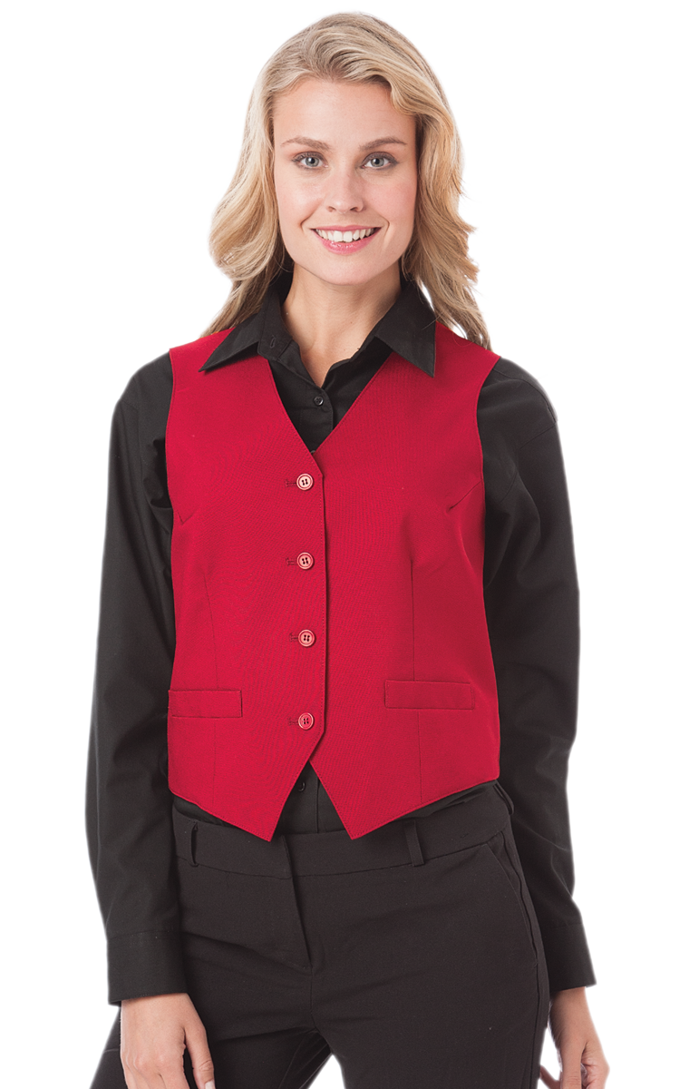 LADIES TEFLON TWILL VEST  -  RED 2 EXTRA LARGE SOLID