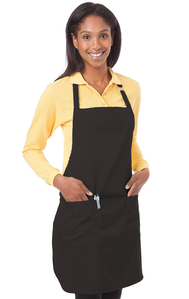 BIB APRON TEFLON  -  BLACK ONE SIZE WAIST SOLID