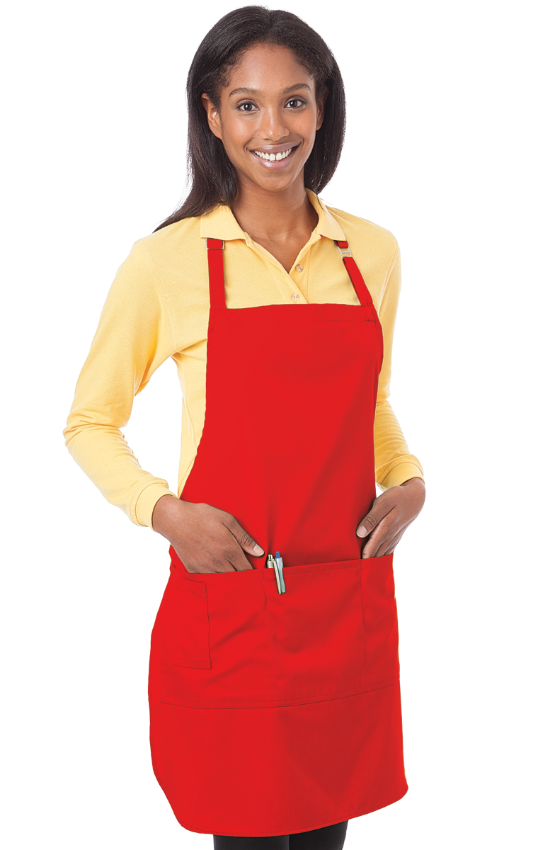 BIB APRON TEFLON  -  RED ONE SIZE WAIST SOLID