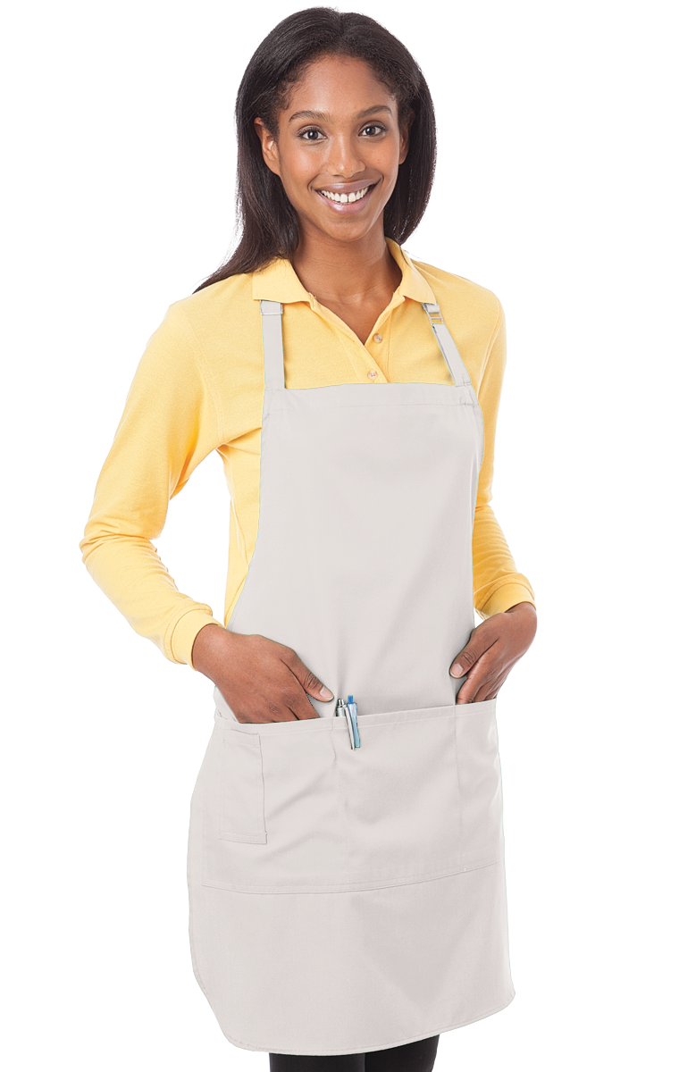 BIB APRON TEFLON  -  WHITE ONE SIZE WAIST SOLID