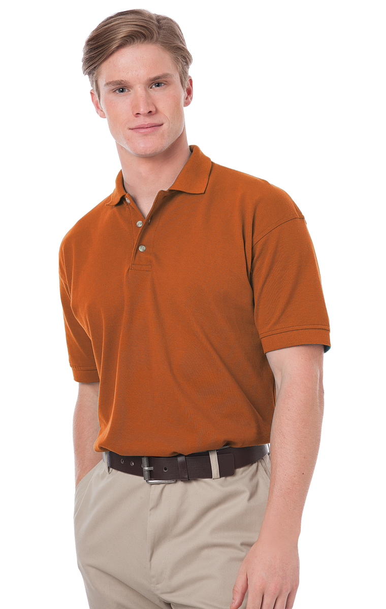 MENS SHORT SLEEVE 100% COTTON PIQUE  -  BURNT ORANGE 2 EXTRA LARGE  SOLID