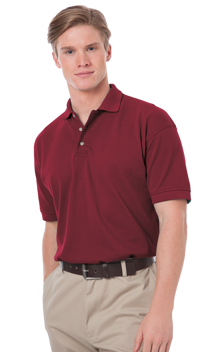 MENS SHORT SLEEVE 100% COTTON PIQUE POLO  -  BURGUNDY 2 EXTRA LARGE SOLID