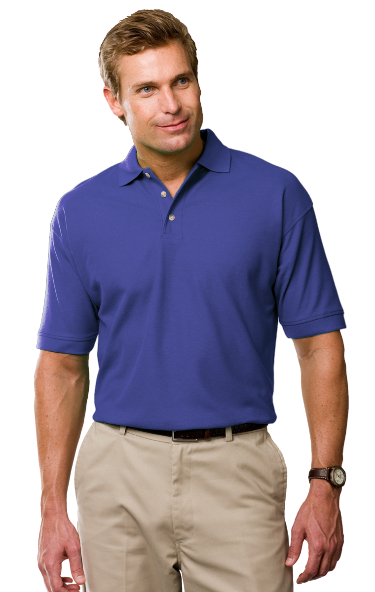 MENS SHORT SLEEVE 100% COTTON PIQUE POLO  -  FRENCH BLUE 2 EXTRA LARGE SOLID