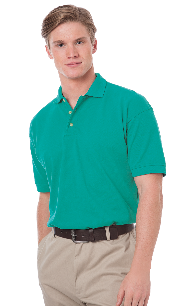 MENS SHORT SLEEVE 100% COTTON PIQUE POLO  -  JADE 2 EXTRA LARGE SOLID