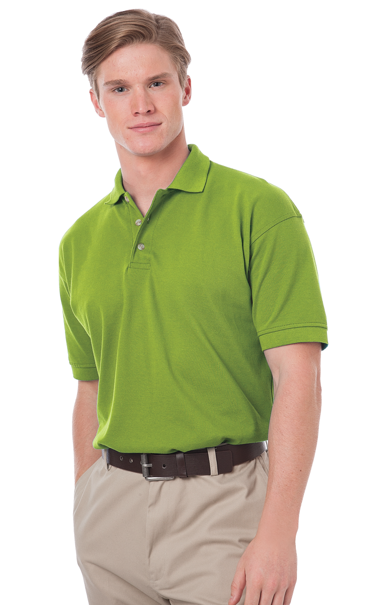 MENS SHORT SLEEVE 100% COTTON PIQUE POLO  -  KIWI 2 EXTRA LARGE SOLID