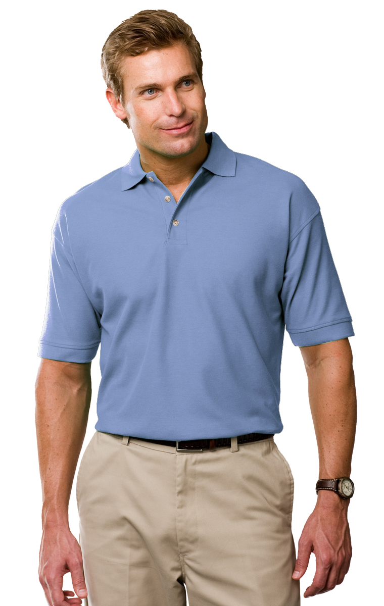 MENS SHORT SLEEVE 100% COTTON PIQUE POLO  -  LIGHT BLUE 2 EXTRA LARGE SOLID