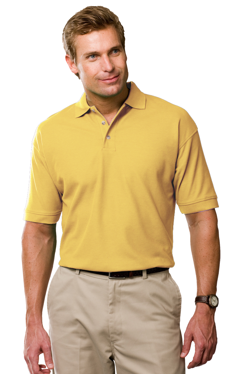 MENS SHORT SLEEVE 100% COTTON PIQUE POLO  -  MAIZE 2 EXTRA LARGE SOLID