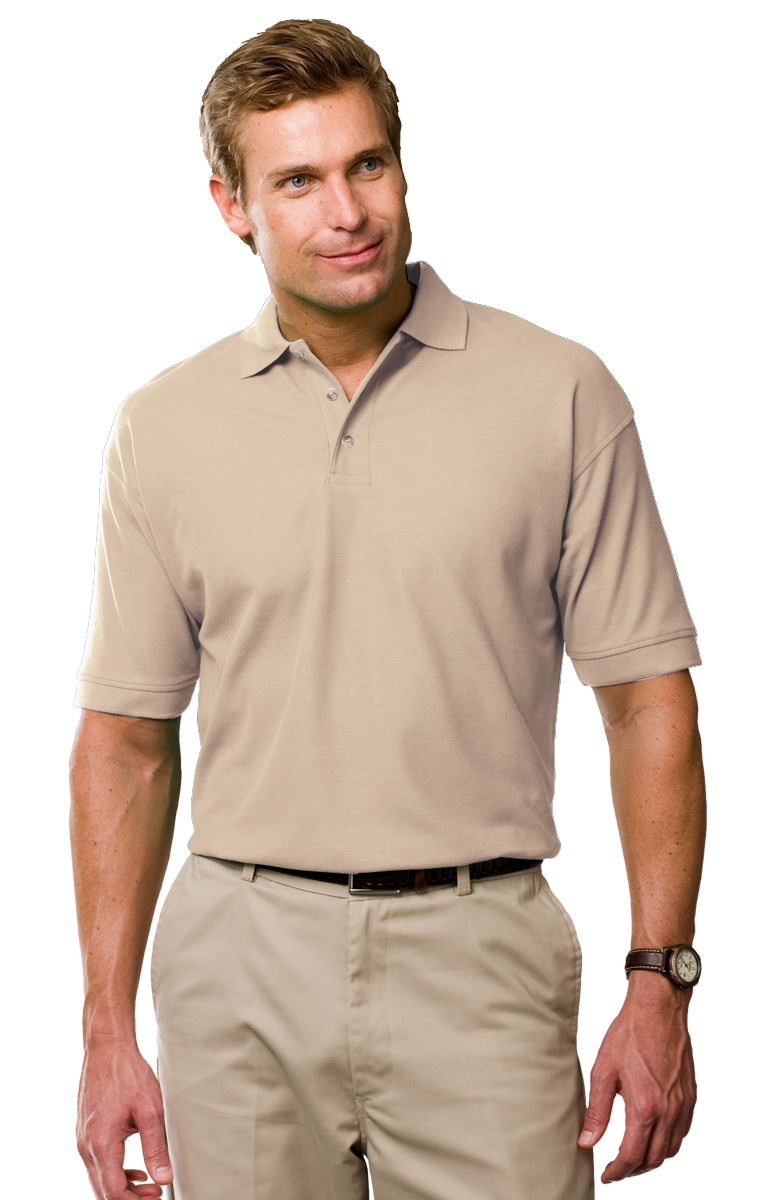 MENS SHORT SLEEVE 100% COTTON PIQUE POLO  -  NATURAL 2 EXTRA LARGE SOLID