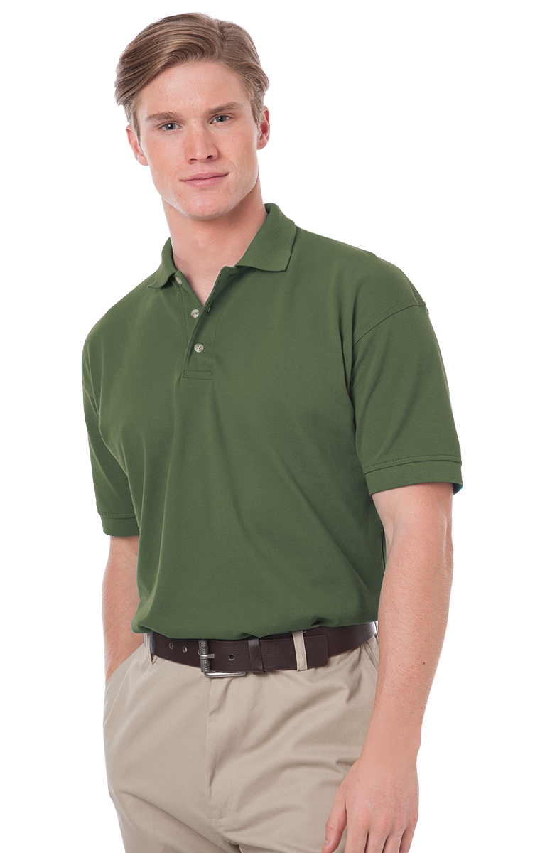 MENS SHORT SLEEVE 100% COTTON PIQUE POLO -  OLIVE 2 EXTRA LARGE SOLID