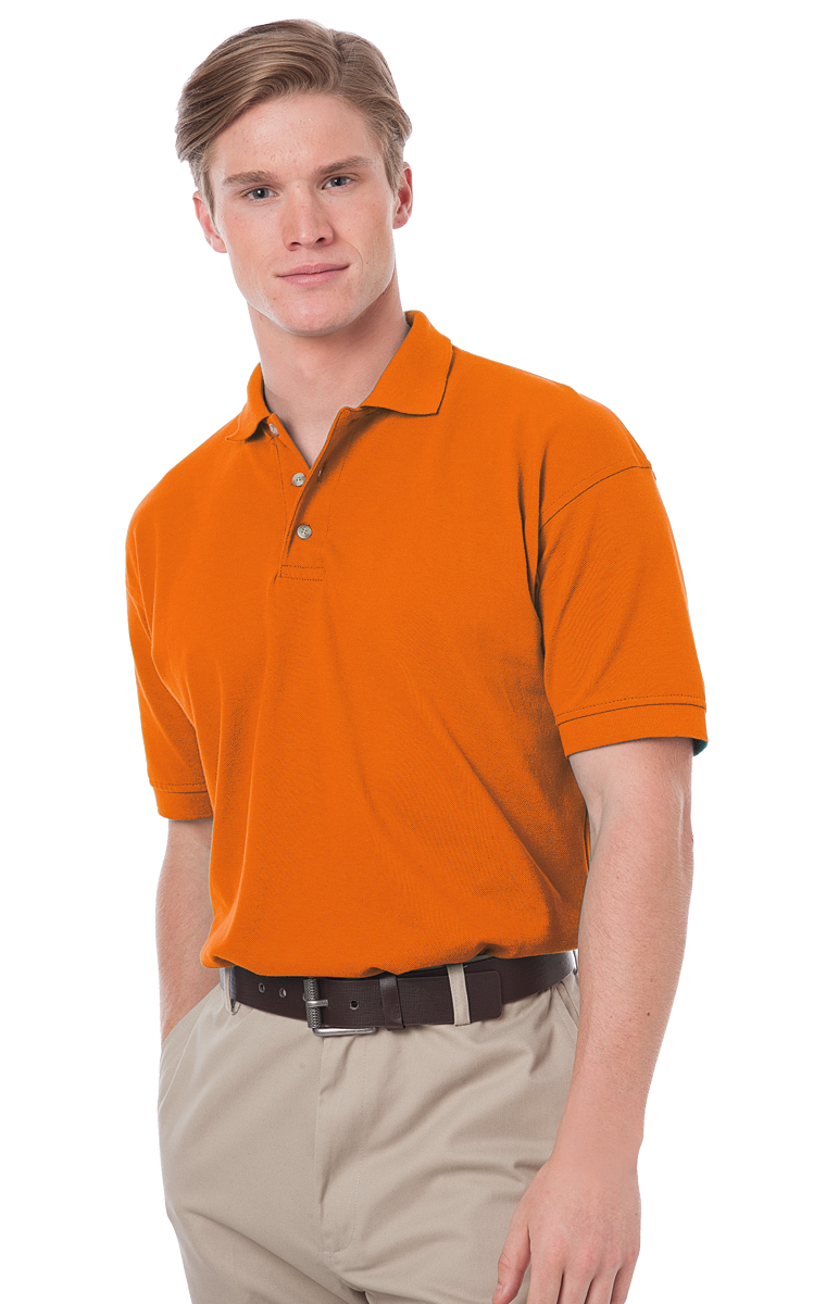 MENS SHORT SLEEVE TALL 100% COTTON PIQUE POLO  -  ORANGE 3 EXTRA LARGE TALL SOLID