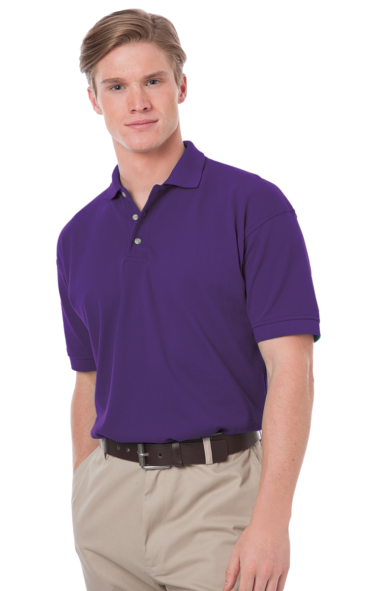 MENS SHORT SLEEVE 100% COTTON PIQUE POLO  -  PURPLE 2 EXTRA LARGE SOLID