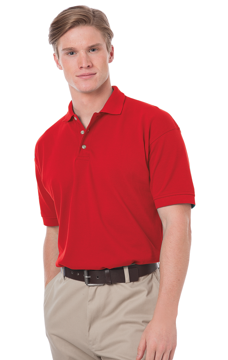 MENS SHORT SLEEVE 100% COTTON PIQUE POLO  -  RED 2 EXTRA LARGE SOLID