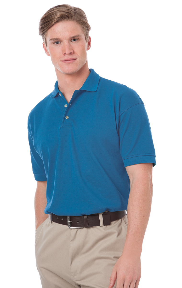 MENS SHORT SLEEVE 100% COTTON PIQUE POLO  -  TURQUOISE 2 EXTRA LARGE SOLID