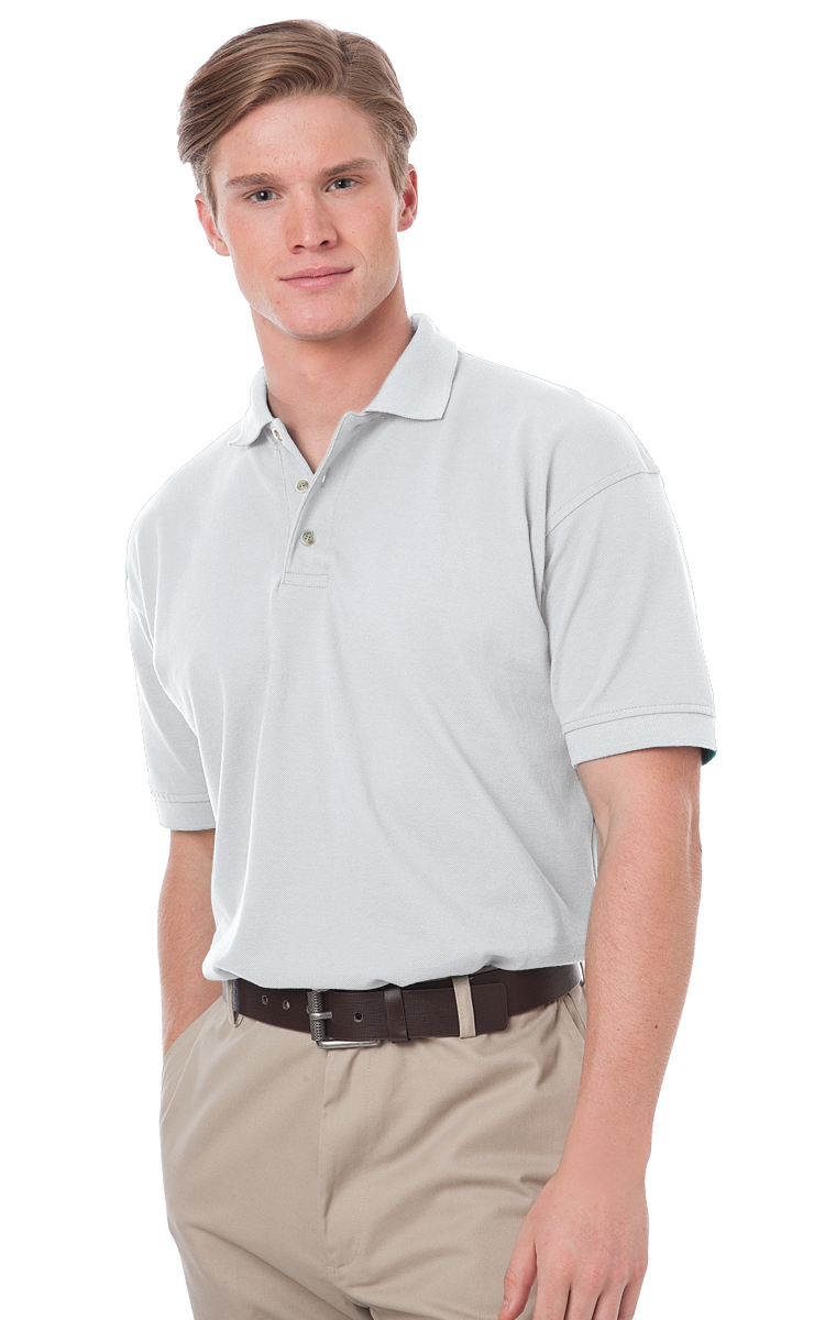 MENS SHORT SLEEVE 100% COTTON PIQUE POLO  -  WHITE 2 EXTRA LARGE SOLID