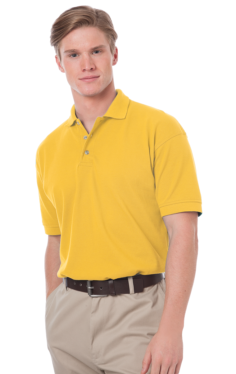 MENS SHORT SLEEVE 100% COTTON PIQUE POLO  -  YELLOW 2 EXTRA LARGE SOLID