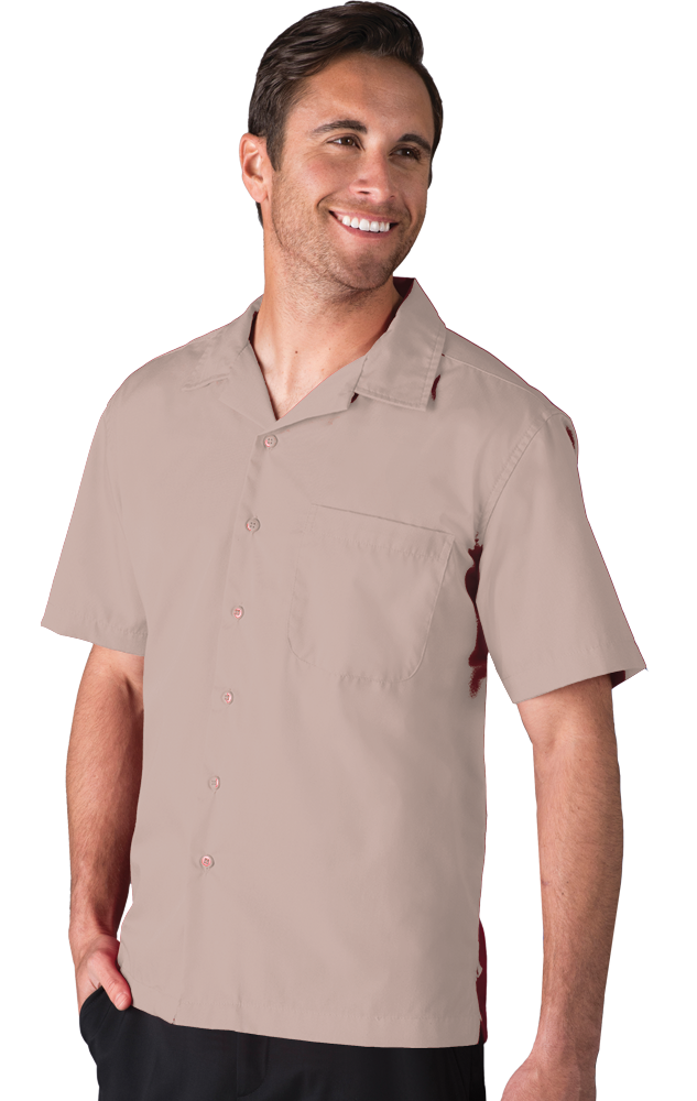 MENS SHORT SLEEVE SOLID CAMPSHIRT   -  NATURAL 2 EXTRA LARGE SOLID