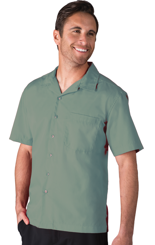 MENS SHORT SLEEVE SOLID CAMPSHIRT 65/35 POLY/ COTTON  -  SAGE 2 EXTRA LARGE SOLID