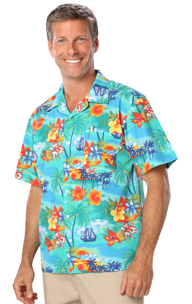 UNISEX TROPICAL PRINT CAMPSHIRT  -  TROPIC PRINT 2 EXTRA LARGE PRINT