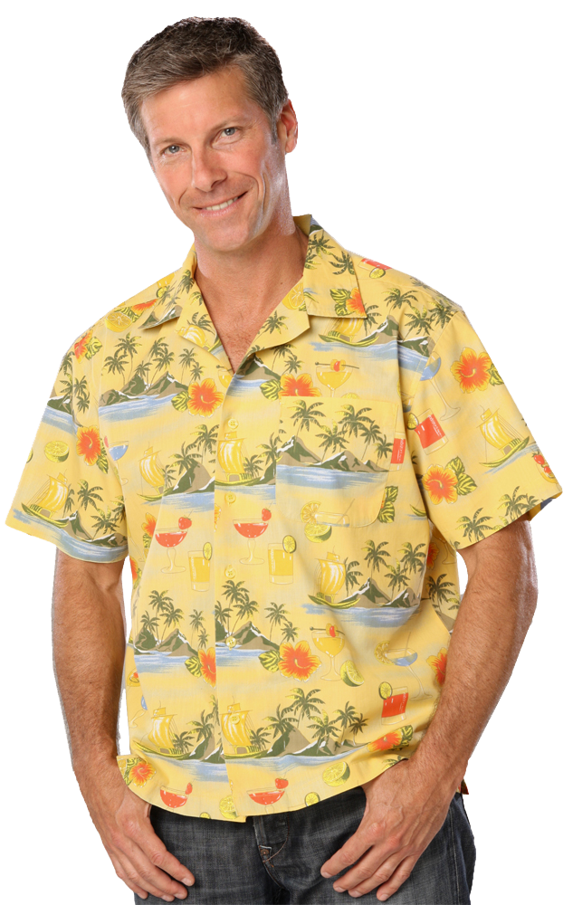 UNISEX TROPICAL PRINT CAMPSHIRT  -  COCKTAIL PRINT 2 EXTRA LARGE PRINT