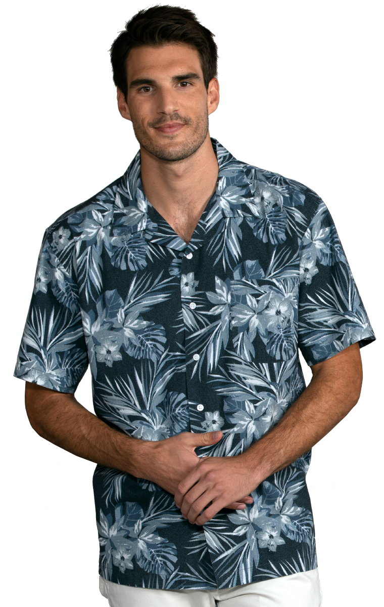 UNISEX TROPICAL PRINT CAMPSHIRT INDIGO BREEZE 2 EXTRA LARGE PRINT