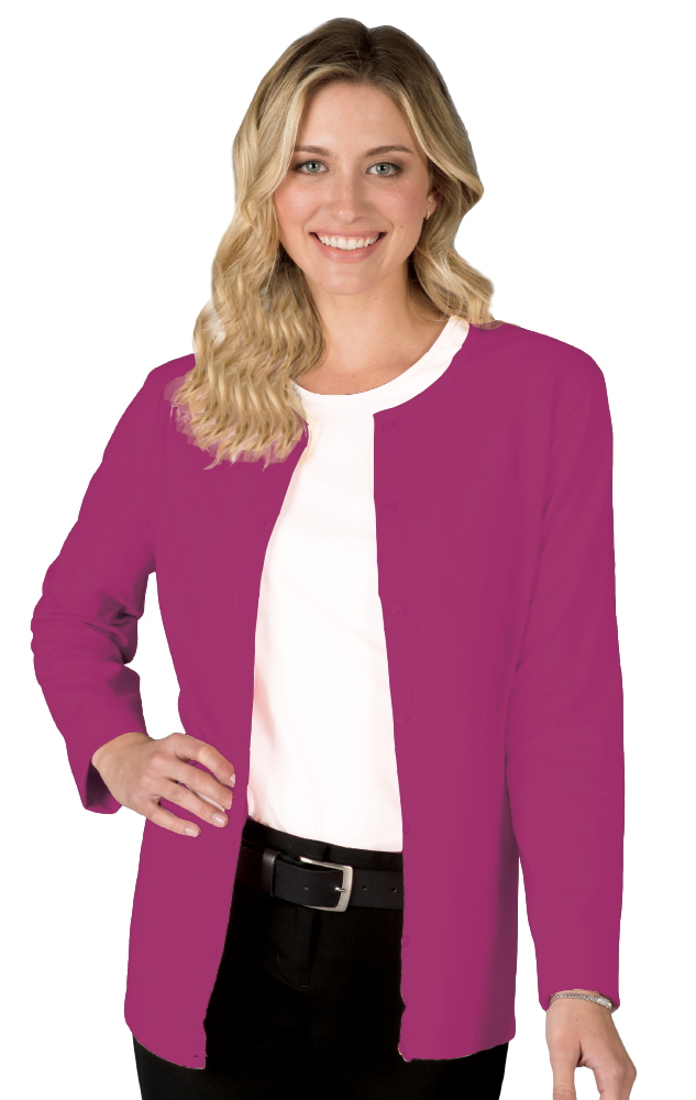 LADIES LONG SLEEVE CARDIGAN###  -  BERRY EXTRA SMALL SOLID