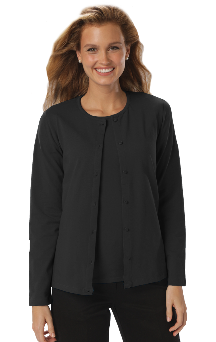 LADIES LONG SLEEVE CARDIGAN  -  BLACK EXTRA SMALL SOLID