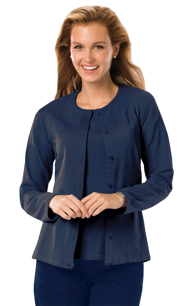 LADIES LONG SLEEVE CARDIGAN  -  NAVY EXTRA SMALL SOLID