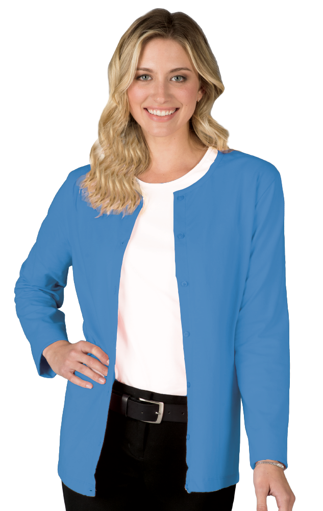 LADIES LONG SLEEVE CARDIGAN  -  TURQUOISE EXTRA SMALL SOLID