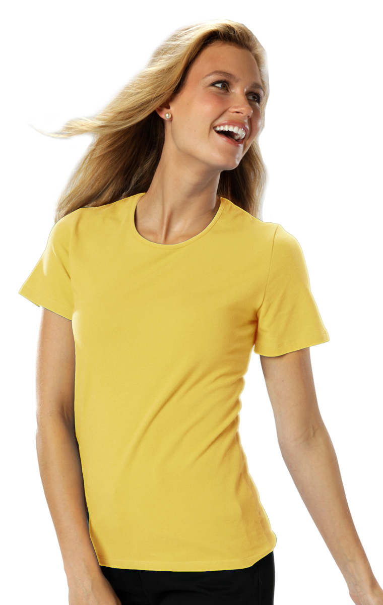 LADIES SHORT SLEEVE JEWEL NECK  -  MAIZE EXTRA SMALL SOLID