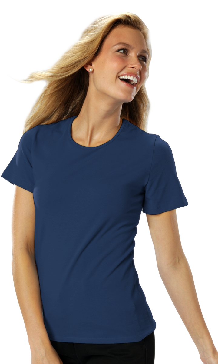 LADIES SHORT SLEEVE JEWEL NECK  -  NAVY EXTRA SMALL SOLID