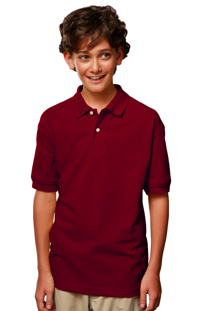 YOUTH SHORT SLEEVE SUPERBLEND PIQUE  -  BURGUNDY LARGE SOLID