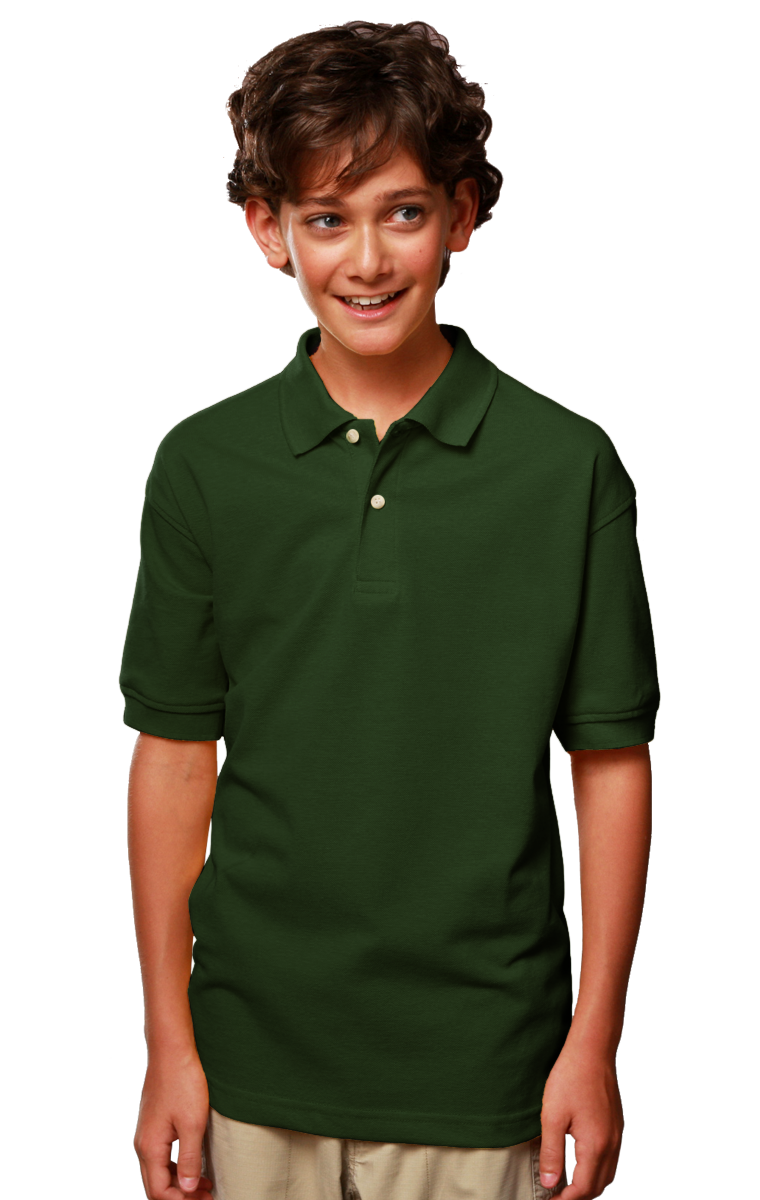 YOUTH SHORT SLEEVE SUPERBLEND PIQUE  -  HUNTER LARGE SOLID