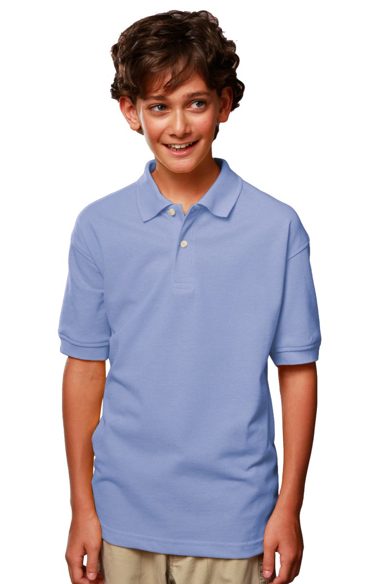 YOUTH SHORT SLEEVE SUPERBLEND PIQUE  -  LIGHT BLUE LARGE SOLID