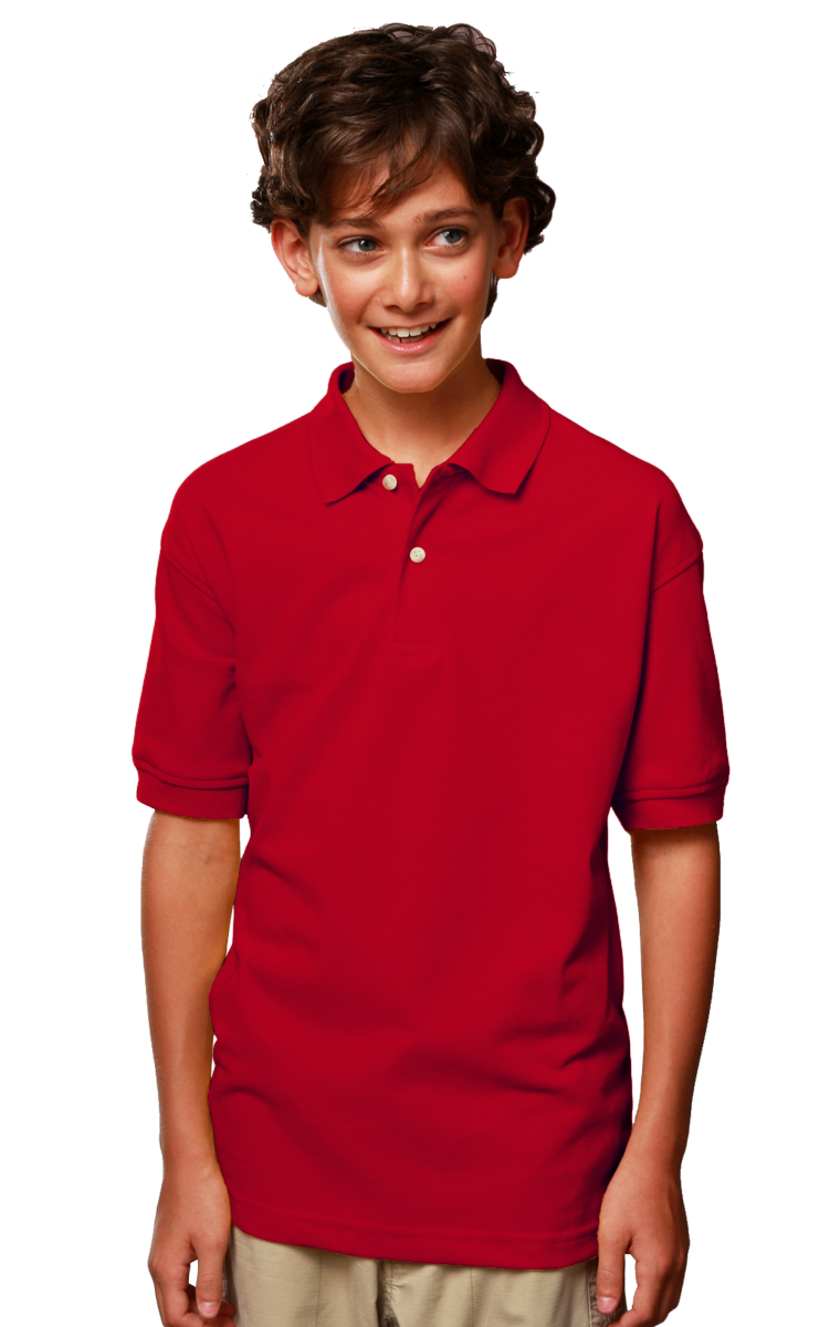 YOUTH SHORT SLEEVE SUPERBLEND PIQUE  -  RED LARGE SOLID