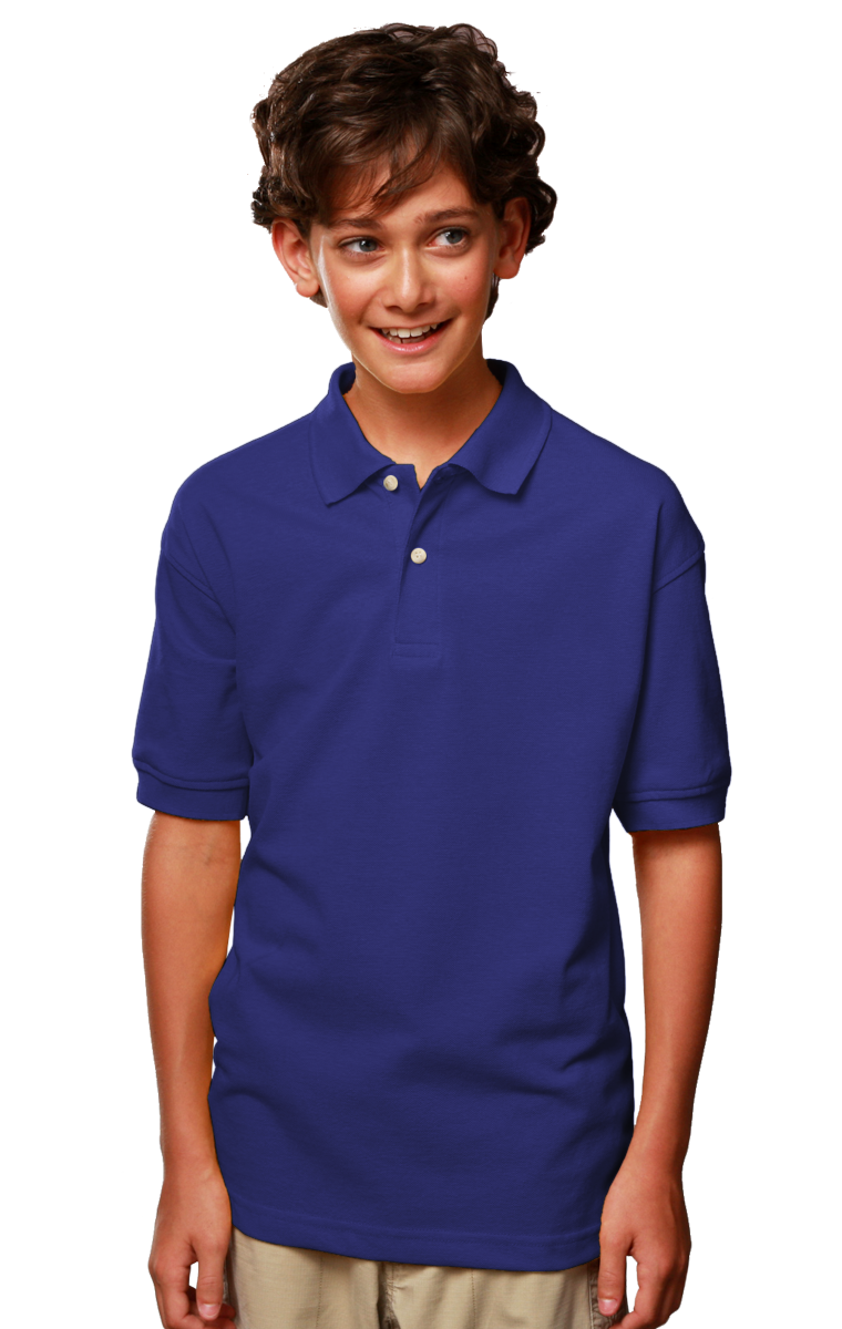 YOUTH SHORT SLEEVE SUPERBLEND PIQUE  -  ROYAL LARGE SOLID