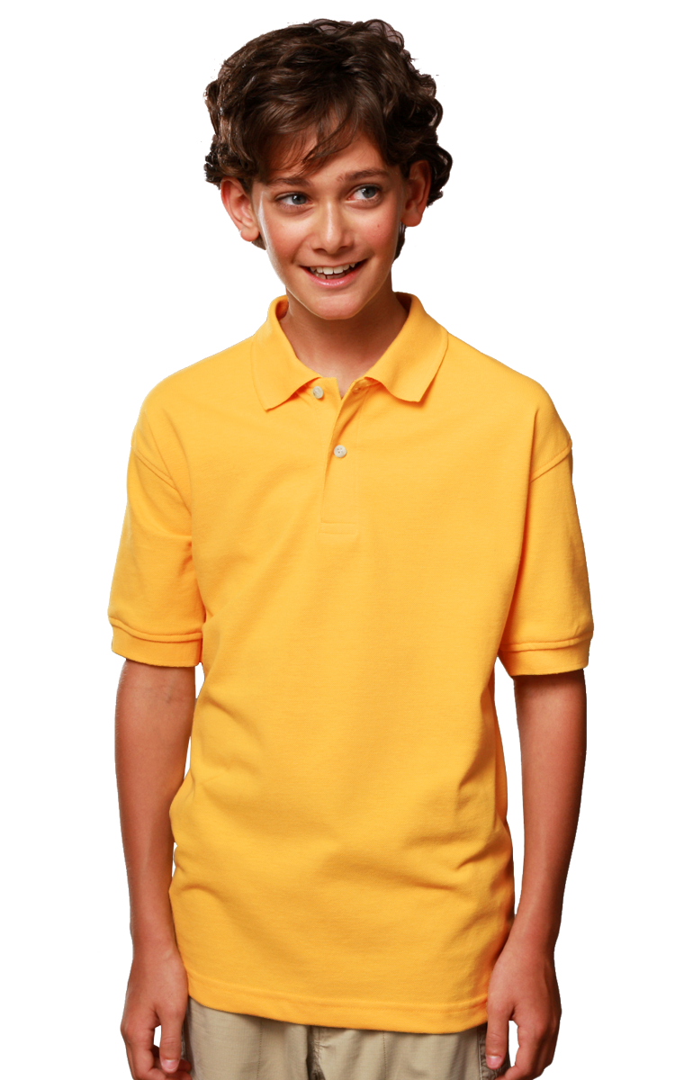 YOUTH SHORT SLEEVE SUPERBLEND PIQUE  -  YELLOW LARGE SOLID