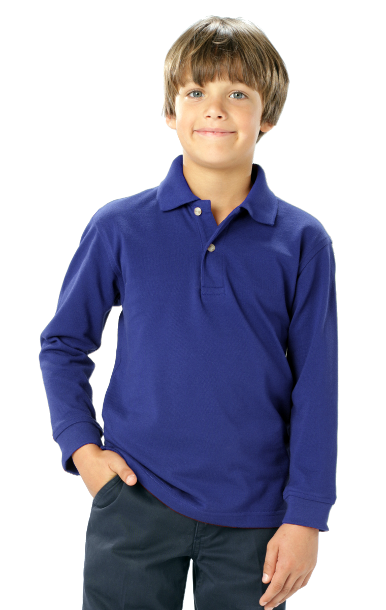 YOUTH LONG SLEEVE SUPERBLEND PIQUE  -  ROYAL LARGE SOLID