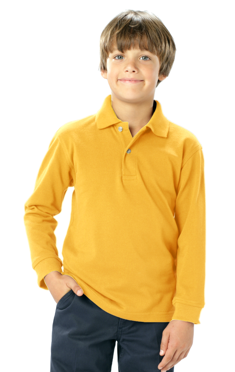 YOUTH LONG SLEEVE SUPERBLEND PIQUE -  YELLOW LARGE SOLID