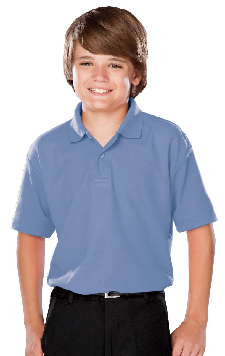 YOUTH VALUE MOISTURE WICKING S/S POLO  -  LIGHT BLUE LARGE SOLID